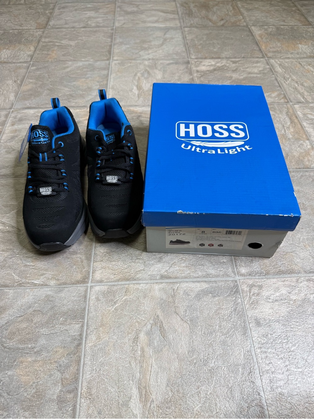 Hoss Skyline Ultra Light Black Blue Safety Toe Women’s Size 8B Steel Toe NWT